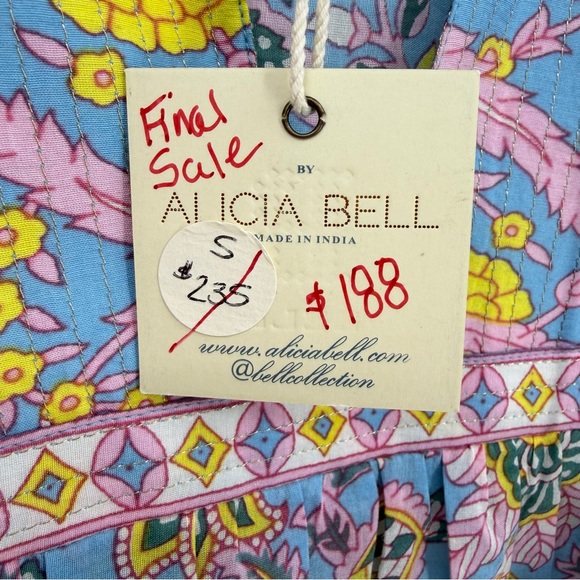 Bell By Alicia Bell Angel Top Blouse Cotton Silk Blue Pink Size S - Picture 7 of 11